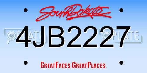 4JB2227 South Dakota License Plate