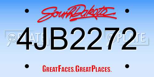 4JB2272 South Dakota License Plate