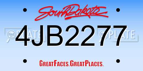 4JB2277 South Dakota License Plate
