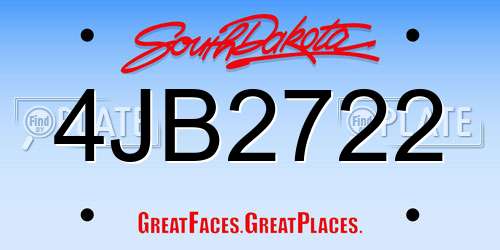 4JB2722 South Dakota License Plate