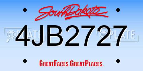 4JB2727 South Dakota License Plate