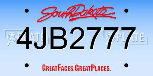 4JB2777 South Dakota License Plate