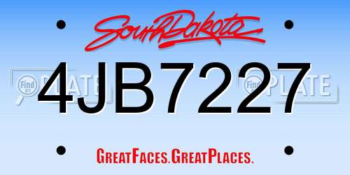 4JB7227 South Dakota License Plate