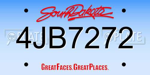 4JB7272 South Dakota License Plate