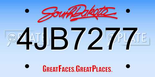 4JB7277 South Dakota License Plate