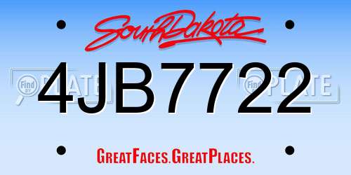4JB7722 South Dakota License Plate
