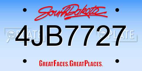 4JB7727 South Dakota License Plate
