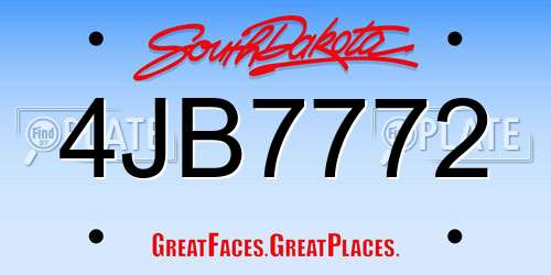 4JB7772 South Dakota License Plate
