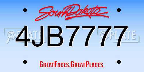 4JB7777 South Dakota License Plate