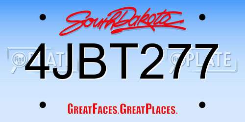 4JBT277 South Dakota License Plate