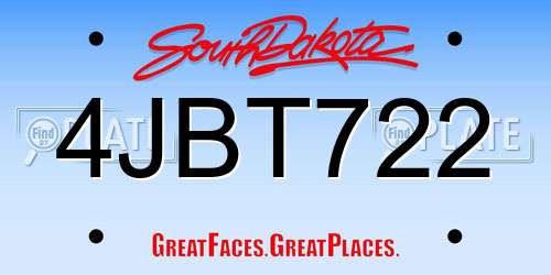 4JBT722 South Dakota License Plate