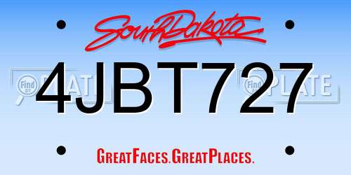 4JBT727 South Dakota License Plate