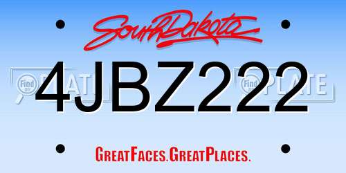 4JBZ222 South Dakota License Plate