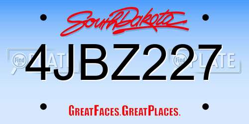 4JBZ227 South Dakota License Plate