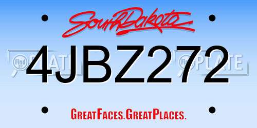 4JBZ272 South Dakota License Plate