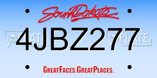 4JBZ277 South Dakota License Plate