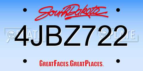4JBZ722 South Dakota License Plate