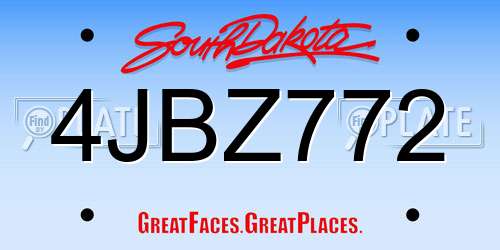 4JBZ772 South Dakota License Plate