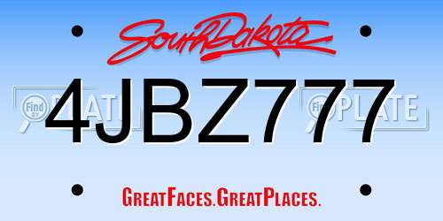 4JBZ777 South Dakota License Plate