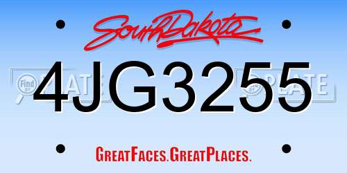 4JG3255 South Dakota License Plate