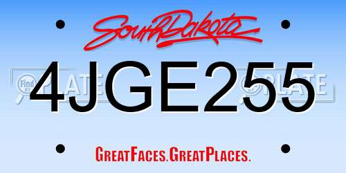 4JGE255 South Dakota License Plate