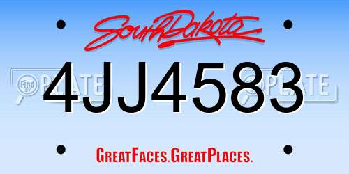 4JJ4583 South Dakota License Plate