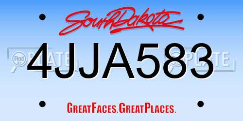 4JJA583 South Dakota License Plate