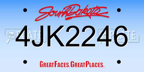 4JK2246 South Dakota License Plate