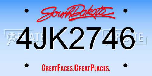 4JK2746 South Dakota License Plate