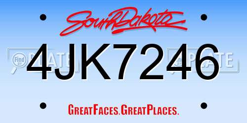 4JK7246 South Dakota License Plate