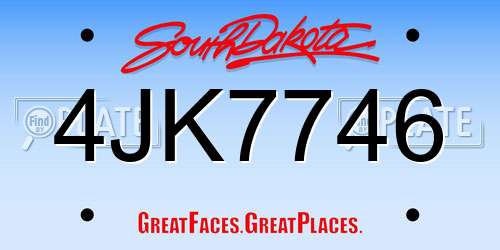 4JK7746 South Dakota License Plate