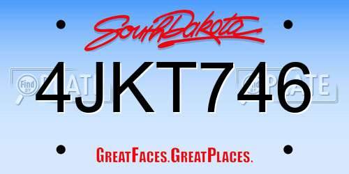 4JKT746 South Dakota License Plate