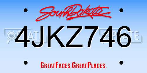 4JKZ746 South Dakota License Plate