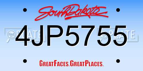 4JP5755 South Dakota License Plate