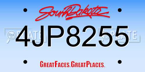4JP8255 South Dakota License Plate