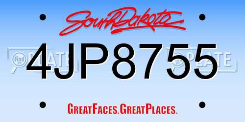 4JP8755 South Dakota License Plate