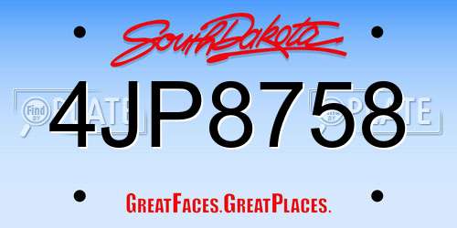 4JP8758 South Dakota License Plate