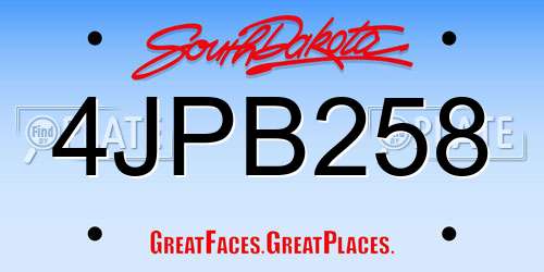 4JPB258 South Dakota License Plate