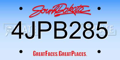4JPB285 South Dakota License Plate