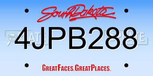 4JPB288 South Dakota License Plate