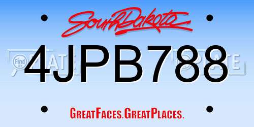 4JPB788 South Dakota License Plate