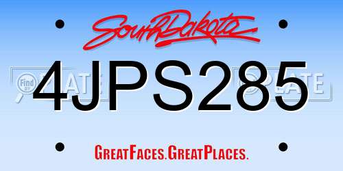 4JPS285 South Dakota License Plate
