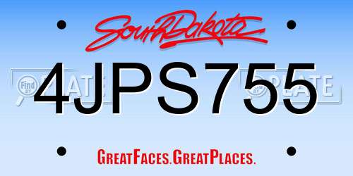 4JPS755 South Dakota License Plate
