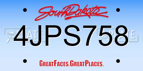4JPS758 South Dakota License Plate