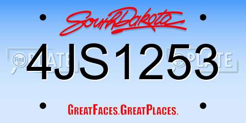 4JS1253 South Dakota License Plate