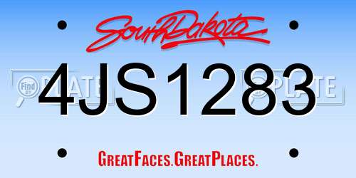 4JS1283 South Dakota License Plate