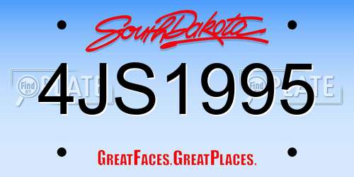 4JS1995 South Dakota License Plate