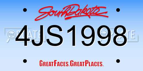 4JS1998 South Dakota License Plate