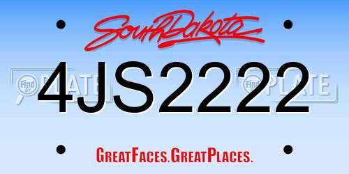 4JS2222 South Dakota License Plate