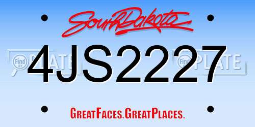 4JS2227 South Dakota License Plate